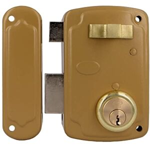 Amig Serrure de rechange gauche avec levier de fermeture, languette et poignée pour portes en bois Mod. 75U 76 x 120 mm Cylindre rond de sécurité acier doré - Publicité Amig Serrure de rechange gauche avec levier de fermeture, languette et poignée pour portes en bois Mod. 75U 76 x 120 mm Cylindre rond de sécurité acier doré - Publicité