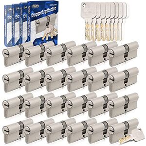 GERCAR Pro Lot de 24 cylindres de serrure profilés à fermeture identique 45/45, avec 120 clés, 90 mm, Serrures de porte à cylindre, L : 90 mm, A : 45, B : 45, En laiton mat massif - Publicité GERCAR Pro Lot de 24 cylindres de serrure profilés à fermeture identique 45/45, avec 120 clés, 90 mm, Serrures de porte à cylindre, L : 90 mm, A : 45, B : 45, En laiton mat massif - Publicité