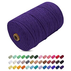 Uiopa Corde Macramé 3mm x 200m, Fil Macramé 3mm Corde Coton Naturelle 4 Brins, Coloré Ficelle Cordon Coton pour Tressée DIY, Tentures Murales, Porte Plante, Rideau, Decoration Boheme (Violet foncé) - Publicité Uiopa Corde Macramé 3mm x 200m, Fil Macramé 3mm Corde Coton Naturelle 4 Brins, Coloré Ficelle Cordon Coton pour Tressée DIY, Tentures Murales, Porte Plante, Rideau, Decoration Boheme (Violet foncé) - Publicité