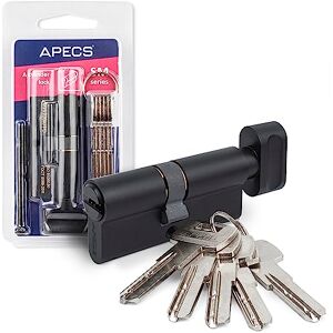 APECS Cylindre de serrure à bouton noir avec bouton 100 (45/55 C) mm, pour serrure de porte d'entrée, avec 5 clés, modèle SM-100(45/55C)-C-BLM - Publicité APECS Cylindre de serrure à bouton noir avec bouton 100 (45/55 C) mm, pour serrure de porte d'entrée, avec 5 clés, modèle SM-100(45/55C)-C-BLM - Publicité