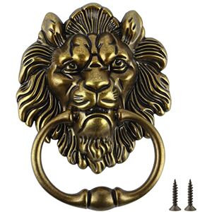 MOLIGOU Heurtoir de porte décoratif en forme de tête de lion de 15,2 cm Anneau de porte de lion antique (bronze antique) - Publicité MOLIGOU Heurtoir de porte décoratif en forme de tête de lion de 15,2 cm Anneau de porte de lion antique (bronze antique) - Publicité
