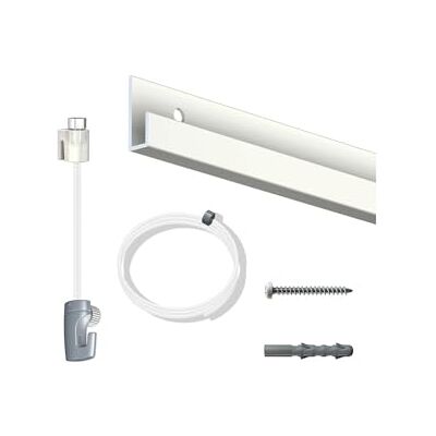 Arti Teq Pack complet 1 mètre cimaise Classic J couleur Blanc laqué Suspension et déplacement facile de cadres et tableaux Blanc - Publicité Arti Teq Pack complet 1 mètre cimaise Classic J couleur Blanc laqué Suspension et déplacement facile de cadres et tableaux Blanc - Publicité