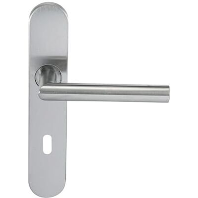 KLOSE BESSER Paire de Poignées de porte Inox 304 sur Plaque "Noémie vif" Trou petite clé - Publicité KLOSE BESSER Paire de Poignées de porte Inox 304 sur Plaque "Noémie vif" Trou petite clé - Publicité