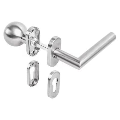 Gedotec Poignée de porte de chambre Garniture de changement de porte de jardin Ferrure de porte en acier inoxydable en forme de L sur rosace ovale MÜNCHEN - Publicité Gedotec Poignée de porte de chambre Garniture de changement de porte de jardin Ferrure de porte en acier inoxydable en forme de L sur rosace ovale MÜNCHEN - Publicité