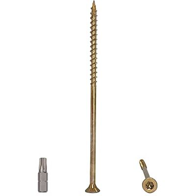 Marcopol Lot de 15 vis à bois en acier zingué jaune 6,0 x 150 mm, tête Torx type 17, tête fraisée, filetage partiel, vis pour aggloméré (15, 6,0 x 150 mm) - Publicité Marcopol Lot de 15 vis à bois en acier zingué jaune 6,0 x 150 mm, tête Torx type 17, tête fraisée, filetage partiel, vis pour aggloméré (15, 6,0 x 150 mm) - Publicité