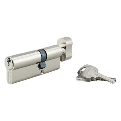 THIRARD Cylindre de Serrure à Bouton STD Laiton Nickelé S'entrouvrant Mécanisme à 5 Goupilles 30B x 50 mm Gris Protection Anti-Arrachement Livré avec 3 Clés Crantées - Publicité THIRARD Cylindre de Serrure à Bouton STD Laiton Nickelé S'entrouvrant Mécanisme à 5 Goupilles 30B x 50 mm Gris Protection Anti-Arrachement Livré avec 3 Clés Crantées - Publicité