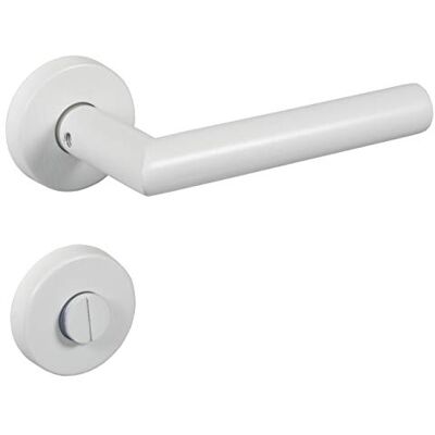 Gedotec Poignee de Porte en Acier Inox CHAPO 1 Kit Poignée de rosace en forme de L, vis incluses Blanc Mat WC Toilettes Garniture de porte vintage sur rosace ronde pour portes intérieures - Publicité Gedotec Poignee de Porte en Acier Inox CHAPO 1 Kit Poignée de rosace en forme de L, vis incluses Blanc Mat WC Toilettes Garniture de porte vintage sur rosace ronde pour portes intérieures - Publicité