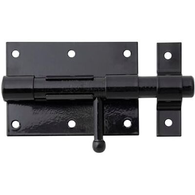 Alberts 863210 Verrou de box avec poignée ronde et boucle serrée plastifié, en noir platine 95 x 67 mm boulon Ø 15,5 mm longueur totale 135 mm kit de 10 - Publicité Alberts 863210 Verrou de box avec poignée ronde et boucle serrée plastifié, en noir platine 95 x 67 mm boulon Ø 15,5 mm longueur totale 135 mm kit de 10 - Publicité