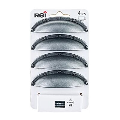 Amig Rei Blister Con 4 Tiradores Tipo Concha Fabricado En Zamak Acabado Plata Vieja Mod.2004 Entrepuntos 64mm - Publicité Amig Rei Blister Con 4 Tiradores Tipo Concha Fabricado En Zamak Acabado Plata Vieja Mod.2004 Entrepuntos 64mm - Publicité
