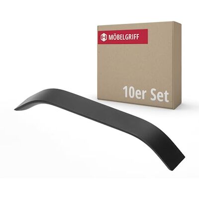 Gedotec Lot de 10 poignées de meuble en aluminium Avec matériel de fixation Noir mat avec BA 160 mm - Publicité Gedotec Lot de 10 poignées de meuble en aluminium Avec matériel de fixation Noir mat avec BA 160 mm - Publicité