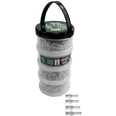 Connex B30015 Chevilles universelles (nageoire) assortiment 350 pièces, quatre tailles dans une Boîte de rangement - Publicité Connex B30015 Chevilles universelles (nageoire) assortiment 350 pièces, quatre tailles dans une Boîte de rangement - Publicité