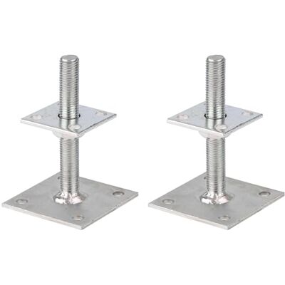 Alberts Lot de 2 supports de poteaux à visser Galvanisé passivé par couche épaisse Réglable en hauteur de 30 à 150 mm 70 x 70 mm - Publicité Alberts Lot de 2 supports de poteaux à visser Galvanisé passivé par couche épaisse Réglable en hauteur de 30 à 150 mm 70 x 70 mm - Publicité