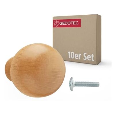 Gedotec RICARDA Lot de 10 boutons de meuble en bois Diamètre : 28 mm Ronds En frêne Pour commode, armoire, tiroir Avec vis - Publicité Gedotec RICARDA Lot de 10 boutons de meuble en bois Diamètre : 28 mm Ronds En frêne Pour commode, armoire, tiroir Avec vis - Publicité