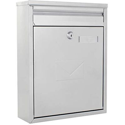Rottner Boîte aux lettres Como, serrure à cylindre avec 2 clés, en acier, 250 x 320 x 85 mm, matériel de montage inclus, plaque nominative - Publicité Rottner Boîte aux lettres Como, serrure à cylindre avec 2 clés, en acier, 250 x 320 x 85 mm, matériel de montage inclus, plaque nominative - Publicité