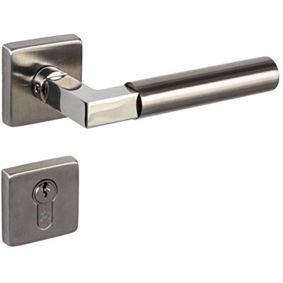 Gedotec Poignées de Porte en Acier Inoxydable BAUHAUS Finition Argent Mat Rosace Carrée Poignée en L pour Porte de Chambre, Salle de Bain, Cuisine, Salon Vis Incluses Serrure Cylindre - Publicité Gedotec Poignées de Porte en Acier Inoxydable BAUHAUS Finition Argent Mat Rosace Carrée Poignée en L pour Porte de Chambre, Salle de Bain, Cuisine, Salon Vis Incluses Serrure Cylindre - Publicité