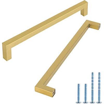 LONTAN Lot de 6 Poignée Meuble Cuisine Doré Entraxe 320mm Poignee Placard acier inoxydable anti-rouille robuste et durable, design carré sans angle vif utilisation sûre, 2 tailles de vis pose facile - Publicité LONTAN Lot de 6 Poignée Meuble Cuisine Doré Entraxe 320mm Poignee Placard acier inoxydable anti-rouille robuste et durable, design carré sans angle vif utilisation sûre, 2 tailles de vis pose facile - Publicité