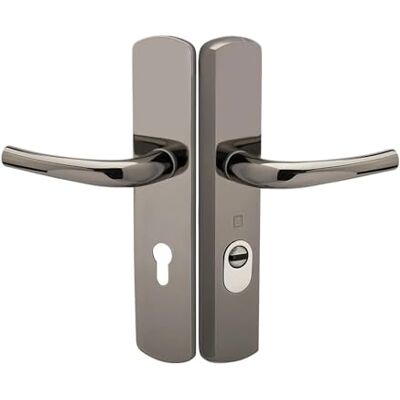 Heracles Poignée blindée double béquille ÉLEGANCE entraxe 70 mm Miroir - Publicité Heracles Poignée blindée double béquille ÉLEGANCE entraxe 70 mm Miroir - Publicité