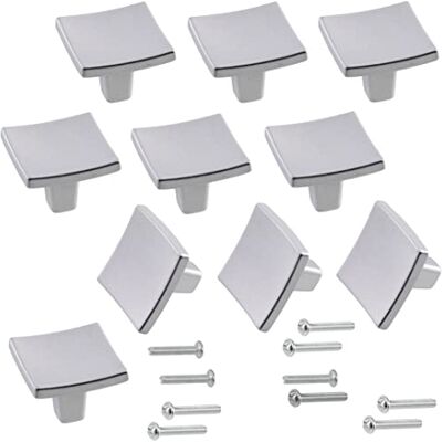 AERZETIX C64416 Lot de 10 Boutons carrés pour porte de meuble hauteur 27/20 mm poignée armoire placard tiroir décoration intérieur cuisine salon assemblage en métal finition: argent mat - Publicité AERZETIX C64416 Lot de 10 Boutons carrés pour porte de meuble hauteur 27/20 mm poignée armoire placard tiroir décoration intérieur cuisine salon assemblage en métal finition: argent mat - Publicité