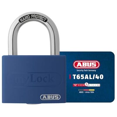 ABUS Cadenas T65AL/40 myLOCK inscriptible individuellement cadenas à broche corps de serrure en aluminium massif niveau de sécurité 5 bleu - Publicité ABUS Cadenas T65AL/40 myLOCK inscriptible individuellement cadenas à broche corps de serrure en aluminium massif niveau de sécurité 5 bleu - Publicité