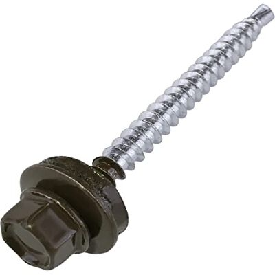 AERZETIX C57214 Lot de 50 Vis autoperceuse métal sur bois Ø4.8x55 mm + rondelle d'étanchéité EPDM peint en couleur brun chocolat RAL 8017 empreinte de la tête 8 mm hexagonale en acier - Publicité AERZETIX C57214 Lot de 50 Vis autoperceuse métal sur bois Ø4.8x55 mm + rondelle d'étanchéité EPDM peint en couleur brun chocolat RAL 8017 empreinte de la tête 8 mm hexagonale en acier - Publicité