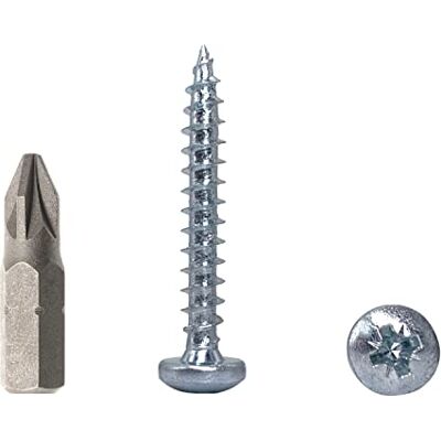 Marcopol Lot de 30 vis à bois DIN 7981 en acier zingué à tête cylindrique Vis à bois universelle Pozi-Drive Vis PZ entièrement filetée 5,0 x 35 mm, Vis Metaux - Publicité Marcopol Lot de 30 vis à bois DIN 7981 en acier zingué à tête cylindrique Vis à bois universelle Pozi-Drive Vis PZ entièrement filetée 5,0 x 35 mm, Vis Metaux - Publicité