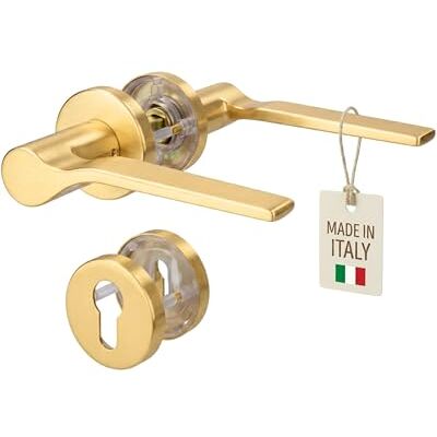 Gedotec Ensemble de poignées de porte ONDA pour portes intérieures en métal, garniture à rosace PZ cylindre profilé en laiton, poignée de porte pour porte de chambre, garniture de béquille à rosace - Publicité Gedotec Ensemble de poignées de porte ONDA pour portes intérieures en métal, garniture à rosace PZ cylindre profilé en laiton, poignée de porte pour porte de chambre, garniture de béquille à rosace - Publicité