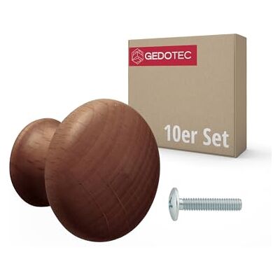 Gedotec Ursula Lot de 10 boutons de meuble en bois de noyer foncé Ø 35 mm avec insert fileté en laiton M4 x 25 mm Poignée de meuble en bois massif Poignée d'armoire, tiroir, commode - Publicité Gedotec Ursula Lot de 10 boutons de meuble en bois de noyer foncé Ø 35 mm avec insert fileté en laiton M4 x 25 mm Poignée de meuble en bois massif Poignée d'armoire, tiroir, commode - Publicité