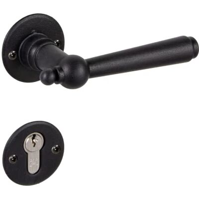 Gedotec Poignée de porte en fer forgé 1 pièce Ferrure de porte antique noire Poignée de porte de chambre sur rosace Munich PZ cylindre Fonte noire rustique - Publicité Gedotec Poignée de porte en fer forgé 1 pièce Ferrure de porte antique noire Poignée de porte de chambre sur rosace Munich PZ cylindre Fonte noire rustique - Publicité
