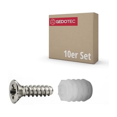Gedotec Lot de 10 vis de fixation et chevilles Diamètre de perçage : 8 mm Vis de 3,5 x 12 mm et chevilles en plastique de 10,8 mm Fixation de charnière de meuble Charnière de porte - Publicité Gedotec Lot de 10 vis de fixation et chevilles Diamètre de perçage : 8 mm Vis de 3,5 x 12 mm et chevilles en plastique de 10,8 mm Fixation de charnière de meuble Charnière de porte - Publicité