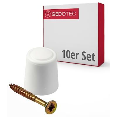 Gedotec Lot de 10 butées de porte en caoutchouc avec matériel de fixation Lot de 10 butées de porte de qualité supérieure en plastique – Blanc Butoir de porte à coller + vis Petit butoir de - Publicité Gedotec Lot de 10 butées de porte en caoutchouc avec matériel de fixation Lot de 10 butées de porte de qualité supérieure en plastique – Blanc Butoir de porte à coller + vis Petit butoir de - Publicité