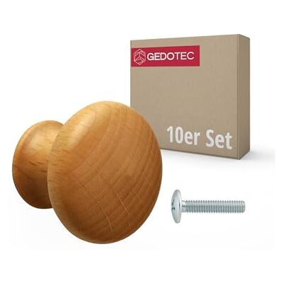 Gedotec Ursula Lot de 10 boutons de meuble En bois de frêne Diamètre : 35 mm Avec insert fileté en laiton Vis M4 x 25 mm Avec poignée de meuble en bois massif Poignée de meuble Poignée - Publicité Gedotec Ursula Lot de 10 boutons de meuble En bois de frêne Diamètre : 35 mm Avec insert fileté en laiton Vis M4 x 25 mm Avec poignée de meuble en bois massif Poignée de meuble Poignée - Publicité
