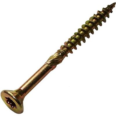 AERZETIX C44463 Lot de 100 Vis à bois Ø4x45 mm tête fraisée à empreinte étoile T20 en acier zingué jaune assemblage filetage serrage fixation charpente contreplaqués agglomérés mélaminés - Publicité AERZETIX C44463 Lot de 100 Vis à bois Ø4x45 mm tête fraisée à empreinte étoile T20 en acier zingué jaune assemblage filetage serrage fixation charpente contreplaqués agglomérés mélaminés - Publicité