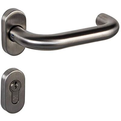Gedotec Amsterdam Poignée de porte en forme de U en acier inoxydable – Poignée de porte sur rosace ovale – Poignée de porte – Cylindre profilé – 1 jeu de poignée de porte avec matériel de fixation inclus - Publicité Gedotec Amsterdam Poignée de porte en forme de U en acier inoxydable – Poignée de porte sur rosace ovale – Poignée de porte – Cylindre profilé – 1 jeu de poignée de porte avec matériel de fixation inclus - Publicité