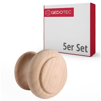 Gedotec Lot de 5 boutons de meuble en bois Diamètre : 35 mm Boutons de porte pour armoires Hêtre brut (non traité) avec matériel de fixation I Giovanni I Boutons pour armoires de cuisine - Publicité Gedotec Lot de 5 boutons de meuble en bois Diamètre : 35 mm Boutons de porte pour armoires Hêtre brut (non traité) avec matériel de fixation I Giovanni I Boutons pour armoires de cuisine - Publicité
