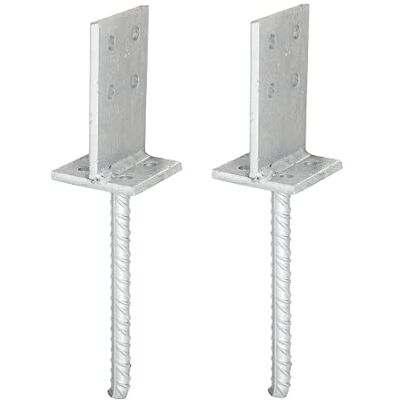 Alberts 215163 Ancre de poteau en T à visser ou à sceller galvanisée à chaud taille de la traverse 130 x 80 mm ancrage béton 200 mm Set de 2 pièces - Publicité Alberts 215163 Ancre de poteau en T à visser ou à sceller galvanisée à chaud taille de la traverse 130 x 80 mm ancrage béton 200 mm Set de 2 pièces - Publicité