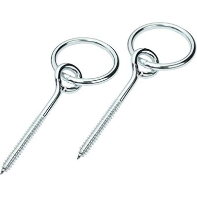 AERZETIX C58295 Lot de 2 Anneaux d'écurie à vis bois autotaraudeuse M6x68 mm pour cadenas diamètre intérieur de l'anneau Ø44 mm en acier zingué fixation murale plafond - Publicité AERZETIX C58295 Lot de 2 Anneaux d'écurie à vis bois autotaraudeuse M6x68 mm pour cadenas diamètre intérieur de l'anneau Ø44 mm en acier zingué fixation murale plafond - Publicité