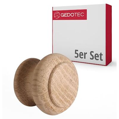 Gedotec Lot de 5 boutons de meuble en bois Diamètre : 35 mm Boutons de porte pour armoires Chêne brut (non traité) avec matériel de fixation I Giovanni I Boutons pour armoires de cuisine - Publicité Gedotec Lot de 5 boutons de meuble en bois Diamètre : 35 mm Boutons de porte pour armoires Chêne brut (non traité) avec matériel de fixation I Giovanni I Boutons pour armoires de cuisine - Publicité