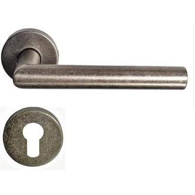 KLOSE BESSER Paire de Poignées sur Rosaces "ANTIQUE ARGENT"- Inox 304 SILVER +1 Paire de rosaces cylindre - Publicité KLOSE BESSER Paire de Poignées sur Rosaces "ANTIQUE ARGENT"- Inox 304 SILVER +1 Paire de rosaces cylindre - Publicité