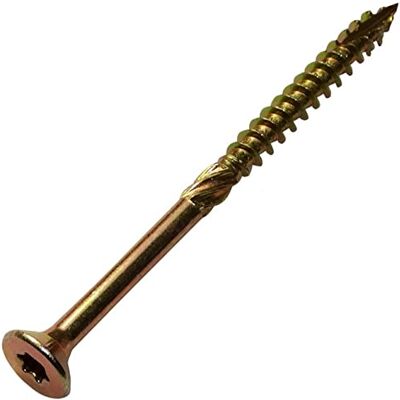 AERZETIX C44458 Lot de 100 Vis à bois Ø3.5x50 mm tête fraisée à empreinte étoile T15 en acier zingué jaune assemblage filetage serrage fixation charpente contreplaqués agglomérés mélaminés - Publicité AERZETIX C44458 Lot de 100 Vis à bois Ø3.5x50 mm tête fraisée à empreinte étoile T15 en acier zingué jaune assemblage filetage serrage fixation charpente contreplaqués agglomérés mélaminés - Publicité