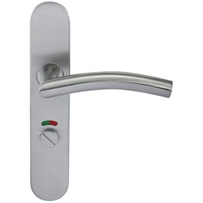 KLOSE BESSER Paire de Poignées de porte Inox 304 sur Plaque "Romy Vague" Condamnation Avec Voyant - Publicité KLOSE BESSER Paire de Poignées de porte Inox 304 sur Plaque "Romy Vague" Condamnation Avec Voyant - Publicité