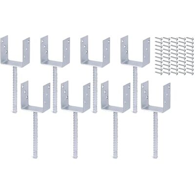 Alberts Lot de 8 supports de poteau en U, avec ancrage en béton en acier ondulé, galvanisés à chaud, largeur lumineuse 91 mm, avec 50 vis - Publicité Alberts Lot de 8 supports de poteau en U, avec ancrage en béton en acier ondulé, galvanisés à chaud, largeur lumineuse 91 mm, avec 50 vis - Publicité