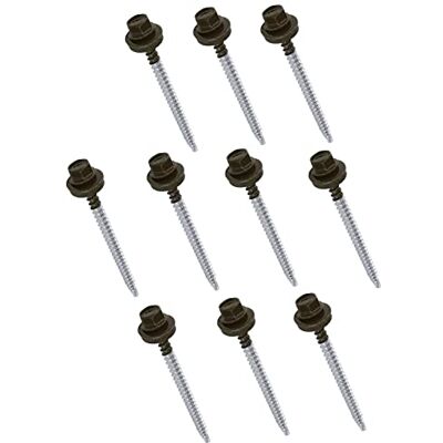 AERZETIX C57215 Lot de 10 Vis autoperceuse métal sur bois Ø4.8x70 mm + rondelle d'étanchéité EPDM peint en couleur brun chocolat RAL 8017 empreinte de la tête 8 mm hexagonale en acier - Publicité AERZETIX C57215 Lot de 10 Vis autoperceuse métal sur bois Ø4.8x70 mm + rondelle d'étanchéité EPDM peint en couleur brun chocolat RAL 8017 empreinte de la tête 8 mm hexagonale en acier - Publicité