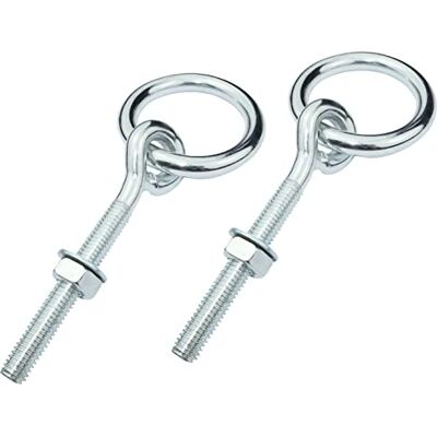 AERZETIX C58293 Lot de 2 Anneaux d'écurie à écrou et rondelle M10x83 mm piton à oeil avec anneau pour cadenas filetage métrique en acier fixation murale plafond tendeur - Publicité AERZETIX C58293 Lot de 2 Anneaux d'écurie à écrou et rondelle M10x83 mm piton à oeil avec anneau pour cadenas filetage métrique en acier fixation murale plafond tendeur - Publicité