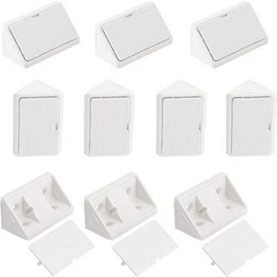 AERZETIX C65770 Lot de 10 équerres d'angle 42x27 mm en plastique avec couvercle raccord d'assemblage de meuble support étagères fixation panneaux armoire placard vis ébéniste couleur blanc - Publicité AERZETIX C65770 Lot de 10 équerres d'angle 42x27 mm en plastique avec couvercle raccord d'assemblage de meuble support étagères fixation panneaux armoire placard vis ébéniste couleur blanc - Publicité