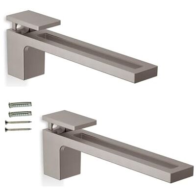 Gedotec Lot de 2 supports d'étagère en nickel satiné pour étagères en verre de 10 à 50 mm Supports de serrage en métal robuste 50 kg Supports d'étagère pour verre et panneaux en bois Support - Publicité Gedotec Lot de 2 supports d'étagère en nickel satiné pour étagères en verre de 10 à 50 mm Supports de serrage en métal robuste 50 kg Supports d'étagère pour verre et panneaux en bois Support - Publicité