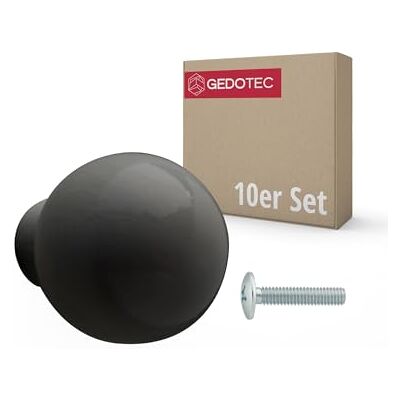 Gedotec RICARDA Lot de 10 boutons de meuble en bois laqué noir Diamètre : 23 mm Ronds Pour commode, armoire, tiroir Avec vis - Publicité Gedotec RICARDA Lot de 10 boutons de meuble en bois laqué noir Diamètre : 23 mm Ronds Pour commode, armoire, tiroir Avec vis - Publicité