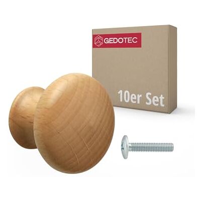 Gedotec Ursula Lot de 10 boutons de meuble En bois de hêtre non traité Diamètre : 27 mm Avec filetage en laiton Vis M4 x 25 mm En bois massif - Publicité Gedotec Ursula Lot de 10 boutons de meuble En bois de hêtre non traité Diamètre : 27 mm Avec filetage en laiton Vis M4 x 25 mm En bois massif - Publicité
