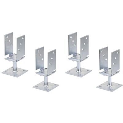 Alberts 214500 Lot de 4 supports de poteau en U Largeur réglable et à visser Galvanisé passivé à couche épaisse Largeur 71-131 mm - Publicité Alberts 214500 Lot de 4 supports de poteau en U Largeur réglable et à visser Galvanisé passivé à couche épaisse Largeur 71-131 mm - Publicité