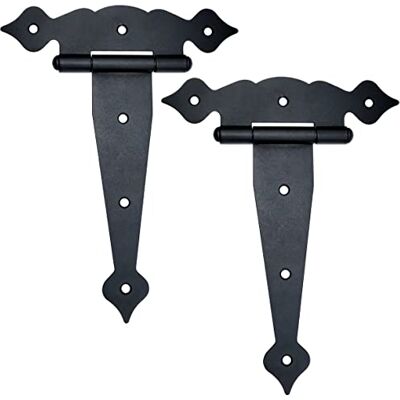 AERZETIX C57907 Lot de 2 charnières style antique 190x205x2.5 mm plates en forme ''T'' pour volets portes armoires meubles placard en acier noir fer ornemental vintage rustique - Publicité AERZETIX C57907 Lot de 2 charnières style antique 190x205x2.5 mm plates en forme ''T'' pour volets portes armoires meubles placard en acier noir fer ornemental vintage rustique - Publicité