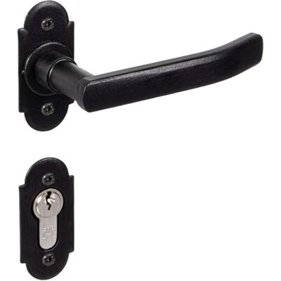 Gedotec Poignée de porte en fer forgé 1 pièce Ferrure de porte antique noire Poignée de porte de chambre sur rosace HELSINKI PZ cylindre Fonte noire rustique matériel de fixation inclus - Publicité Gedotec Poignée de porte en fer forgé 1 pièce Ferrure de porte antique noire Poignée de porte de chambre sur rosace HELSINKI PZ cylindre Fonte noire rustique matériel de fixation inclus - Publicité